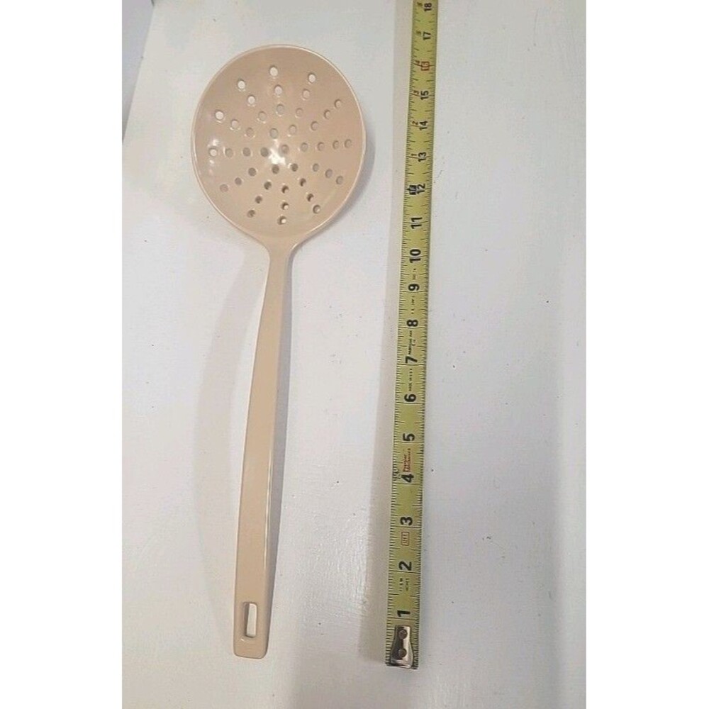 Vintage Melamine Skimmer Tan Slotted Spoon Kitchen Utensil Dishwasher Safe